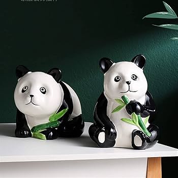 ビンテージ　パンダ　貯金箱　陶器　置物　インテリア　工芸品　美術品　A1761 内藤ルネ 岡崎市出身 ルネパンダ 陶器貯金箱 陶器人形 昭和人形